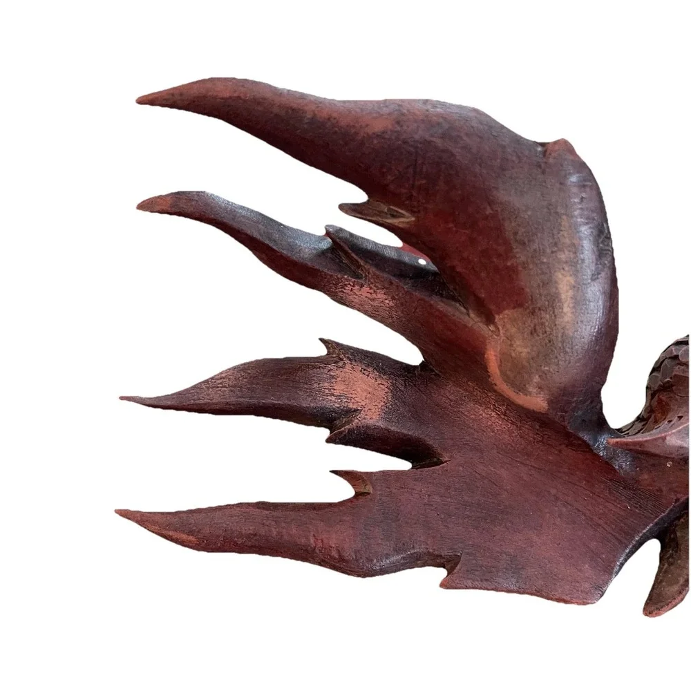 Hand Carved Wood Goldfish Figurine‎ Bubble Eye Sculpture Brown Nautical Decor